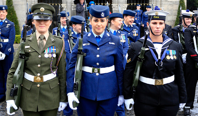 Exclusively all female Guard of Honour, drawn from women of all ranks and skill sets serving in the Army, Navy and Air Corps